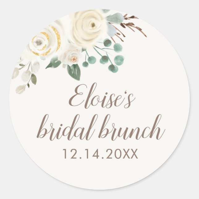 Bridal Brunch Dreamy White Floral Fevor Stickers (Vorderseite)