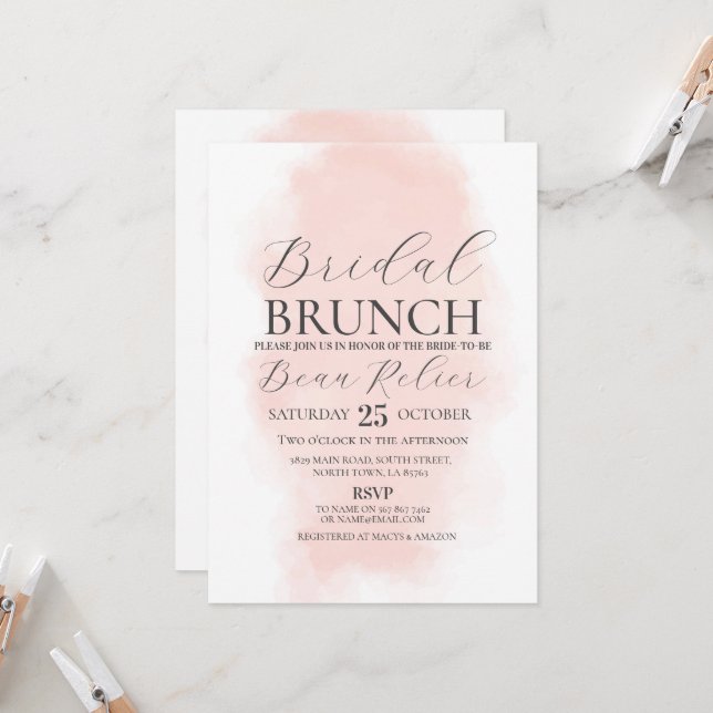 Bridal Brunch Dusche Bachelorette Aquädukte Peach Einladung (Vorderseite/Rückseite Beispiel)