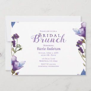Bridal Brunch Frühlingsblumen Lila florale Moderne Einladung