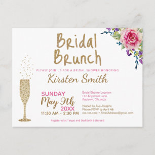 Bridal Brunch Gold Bubbly Bridal Dusche Einladung Postkarte
