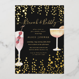 Bridal-Brunch mit vergoldeten Cocktails in Gold Gl Folieneinladung