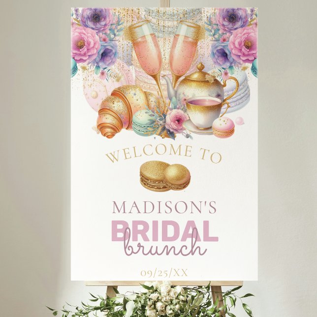 Bridal Brunch Pastell Pink Gold Custom Willkommen Poster (Von Creator hochgeladen)