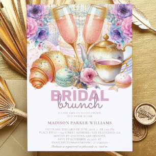 Bridal Brunch Pastell Pink Türkis Gold Glitzer Einladung