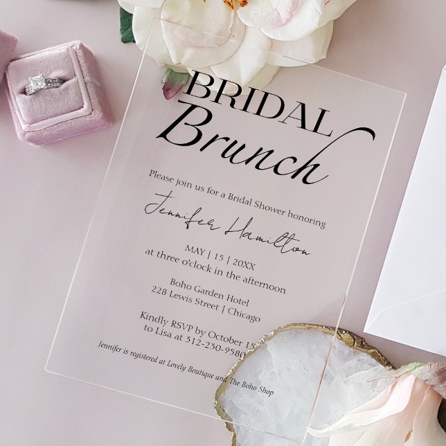 Bridal Brunch | Schwarz-Weiß-Brautparty Acryleinladungen (Von Creator hochgeladen)