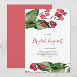 Bridal Brunch Watercolor Berries Weihnachts-Party Einladung