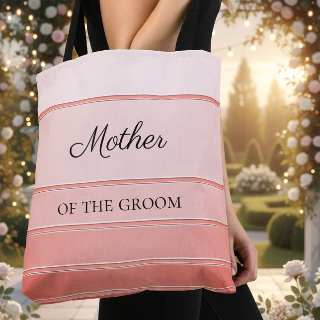 Bridal Chic Coral Ton sur Ton Striped Toag (Wedding or bridal tote bag featuring a chic simple coral tone on tone striped design)