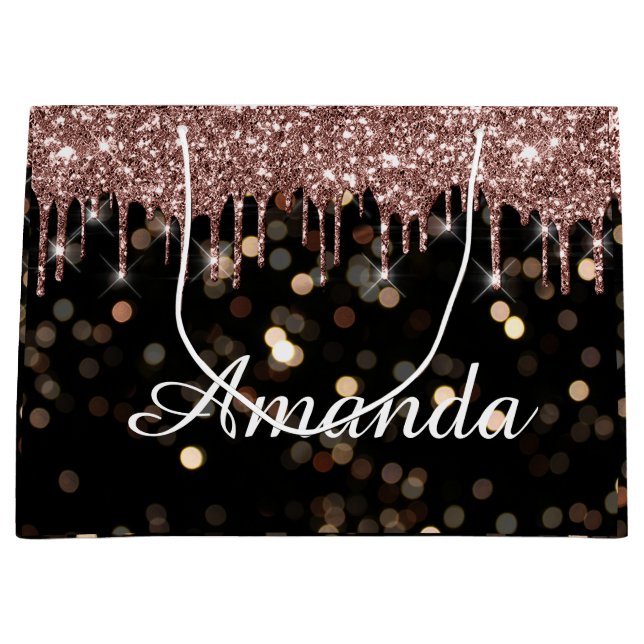 Bridal Confetti Luxury Rose Glitzer Tropfen Name Große Geschenktüte (Vorderseite)