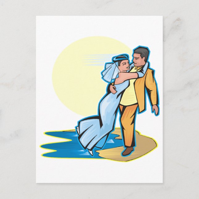 Bridal Couple on Beach Postkarte (Vorderseite)