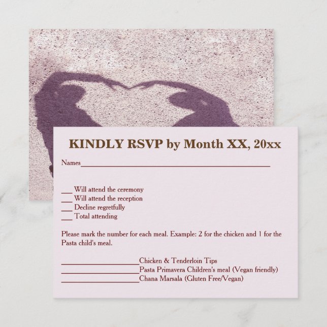 Bridal Couple Silhouette Herz in Sand UAWG Einladung (Vorne/Hinten)