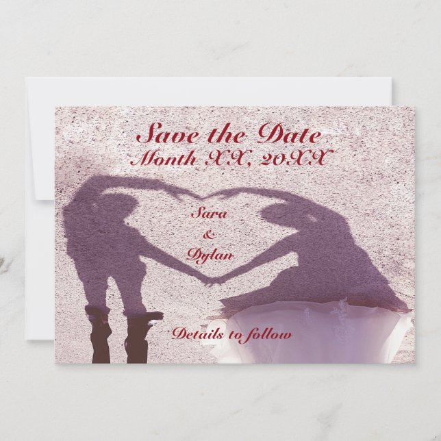 Bridal Couple Silhouette Herz in Sand Wedding Save The Date (Vorderseite)