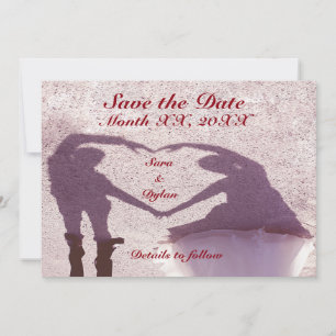Bridal Couple Silhouette Herz in Sand Wedding Save The Date