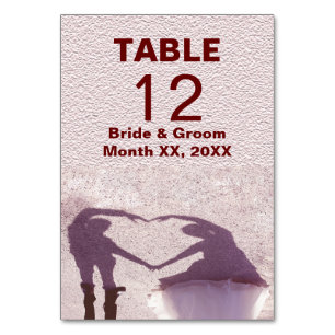 Bridal Couple Silhouette Herz in Sand Wedding Tischnummer