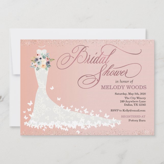 Bridal Dress Bridal Dusche Einladung (Vorderseite)