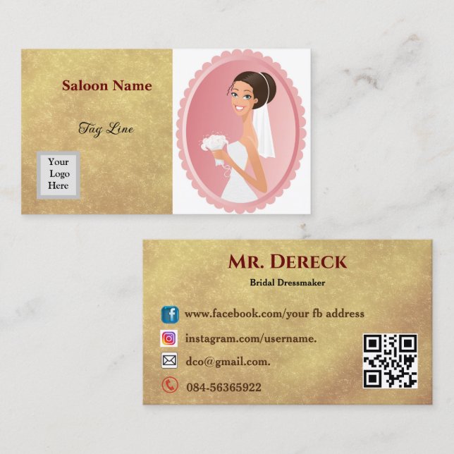 Bridal dressmaker Business Card Visitenkarte (Vorne/Hinten)