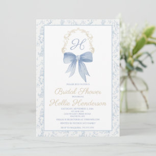 Bridal Dusche Einladung Blue Damask und Gold