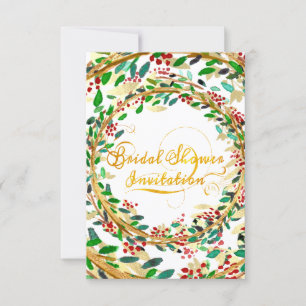 Bridal Dusche Einladung Blumengold Glitzer Green