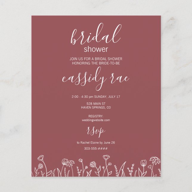 Bridal Dusche Einladung Budget Boho Blume Flyer (Vorne)
