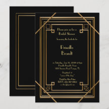 Bridal Dusche Einladung, großartig Gatsby Gold sch