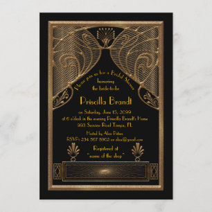 Bridal Dusche Einladung, großartig Gatsby schwarze Einladung