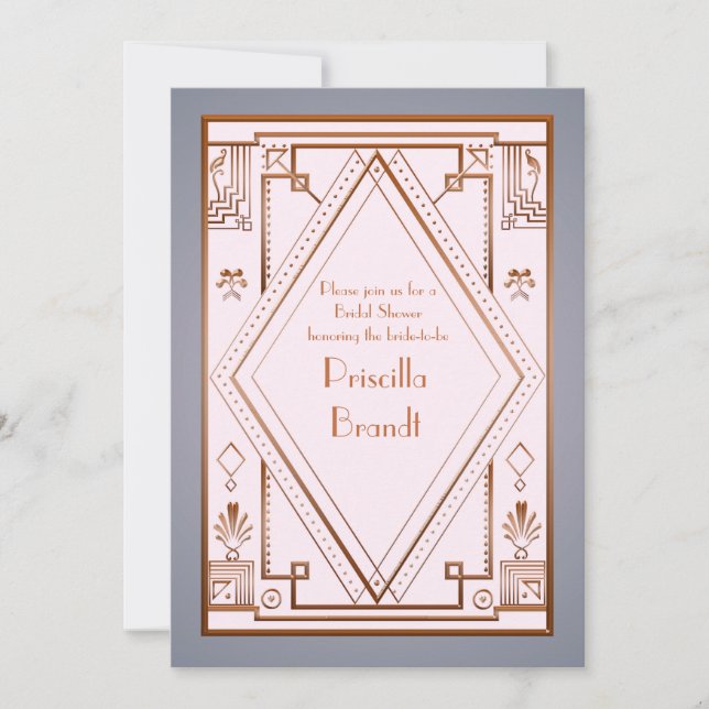 Bridal Dusche Einladung, großartiger Gatsby, goldf Einladung (Vorderseite)