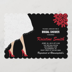 Bridal Dusche Einladung mit roten High Heel Schuhe