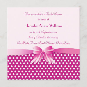 Bridal Dusche Einladung Pink Polka Dosen mit Bow