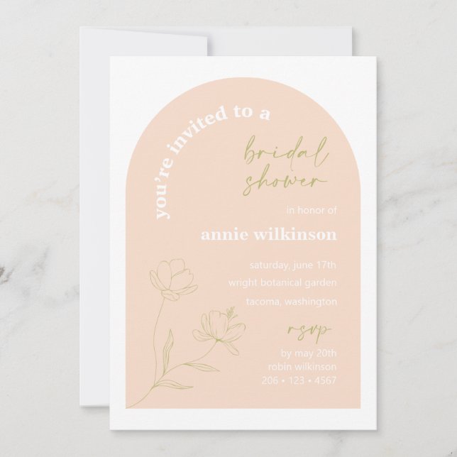 Bridal Dusche Einladung Retro Hochzeitsfeier A115 (Vorderseite)