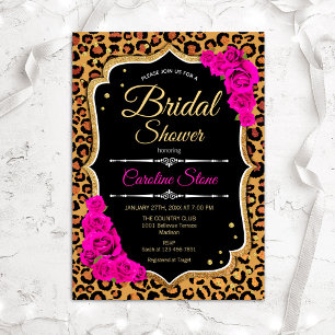 Bridal Dusche Einladung Rosen Leopard Printwerbung