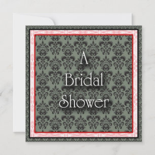Bridal Dusche Einladung Rot/Schwarz Damask