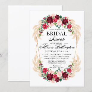 Bridal Einladung Marsala Rose Pampas Gras