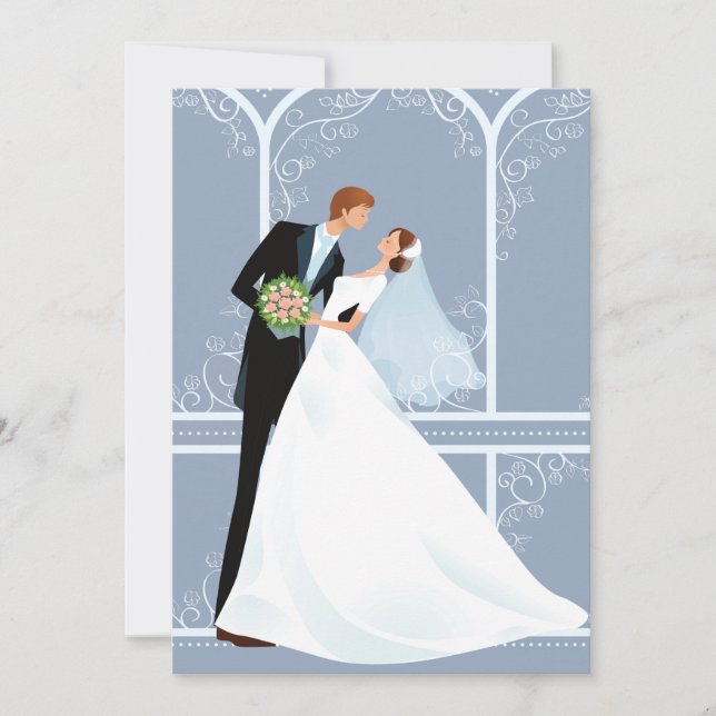 Bridal Embrace Slate Wedding Einladung (Vorderseite)