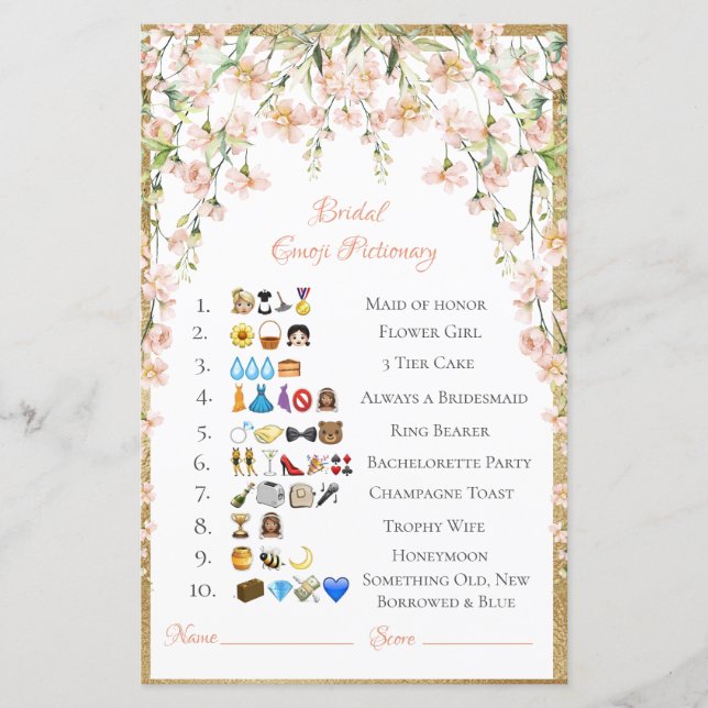 Bridal Emoji Pictionary Ansers Caucasian (Vorderseite)