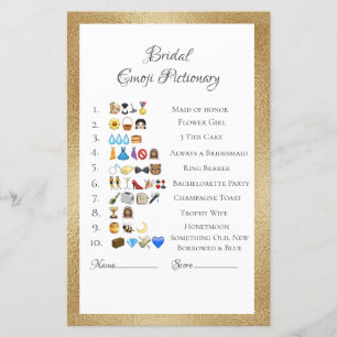Bridal Emoji Pictionary Game Ansers Paper Sheet