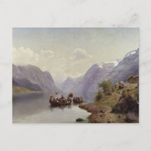 Bridal Escort on the Hardanger Fiord, 1865 Postkarte