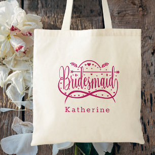 Bridal Favor Bridesmaid Simple Elegant Classy Pink Tragetasche