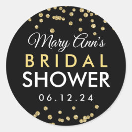 Bridal Favor Tag Gold Imitate Glitzer Confetti Bla Runder Aufkleber