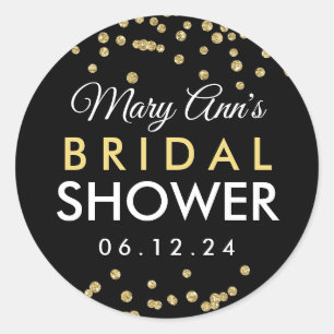 Bridal Favor Tag Gold Imitate Glitzer Confetti Bla Runder Aufkleber