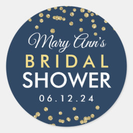 Bridal Favor Tag Gold Imitate Glitzer Confetti Nav Runder Aufkleber