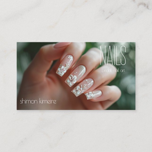 Bridal Floral Nail Art Maniküre Treue Visitenkarte (Vorderseite)