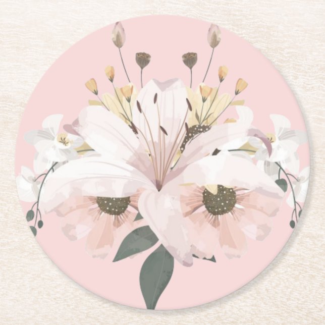 Bridal Floral Runder Pappuntersetzer (Vorderseite)