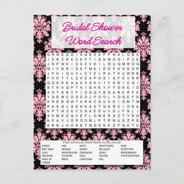 Bridal game- Word shower search- Einladungspostkarte (Vorderseite)
