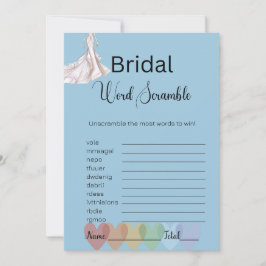Bridal Gown Bridal Blue Word Scramble Game Einladung