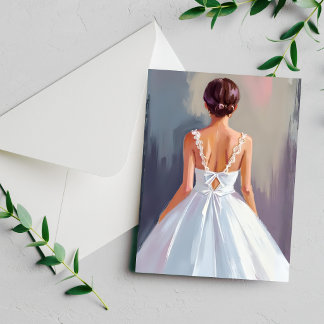 Bridal Gown | White Lace Dress Watercolor Card