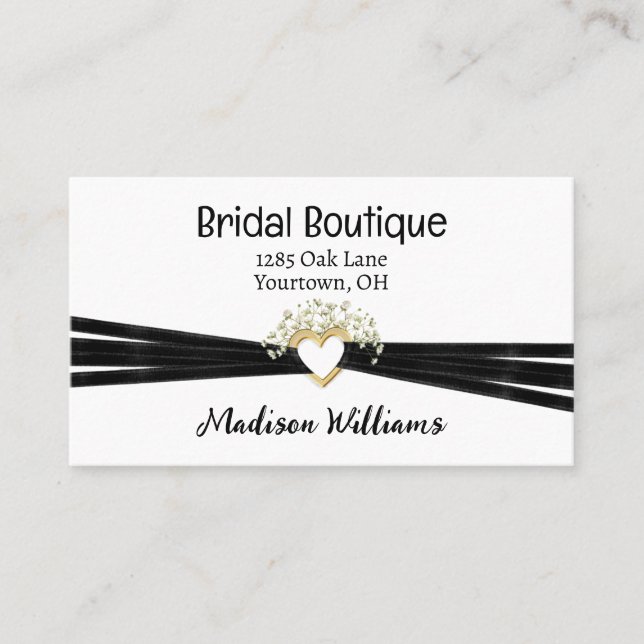 Bridal Heart und Black Ribbon Visitenkarte (Vorderseite)