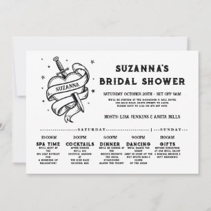 Bridal Itinerary Bachelorette Rock'n'Roll Heart Einladung