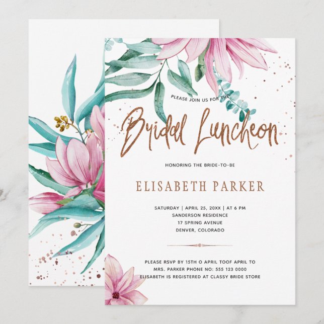 Bridal-Luncheon-Brautparty Einladung (Vorne/Hinten)