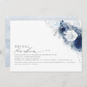 Bridal Luncheon Dusty Blue Floral Brautparty in Einladung