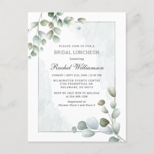 Bridal Luncheon Eukalyptus Greenery Watercolor Einladungspostkarte
