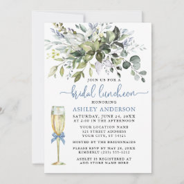 Bridal Luncheon Greenery Dusty Blue Glass Einladung