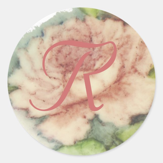 Bridal Monogram Aufkleber-Kust. Runder Aufkleber (Vorderseite)